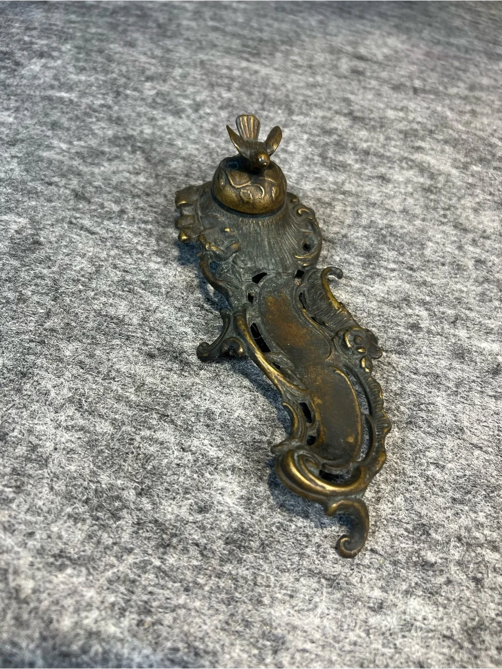 Made in Italy Metal Desk Inkwell Hinged Bird Lid READ . boho unique